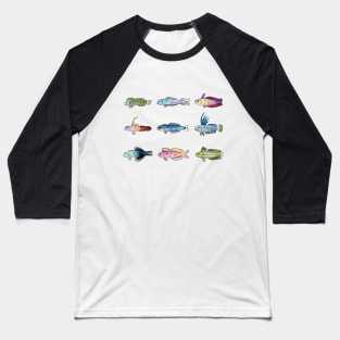 Saltwater Reef Aquarium Dartfish In Watercolor Baseball T-Shirt